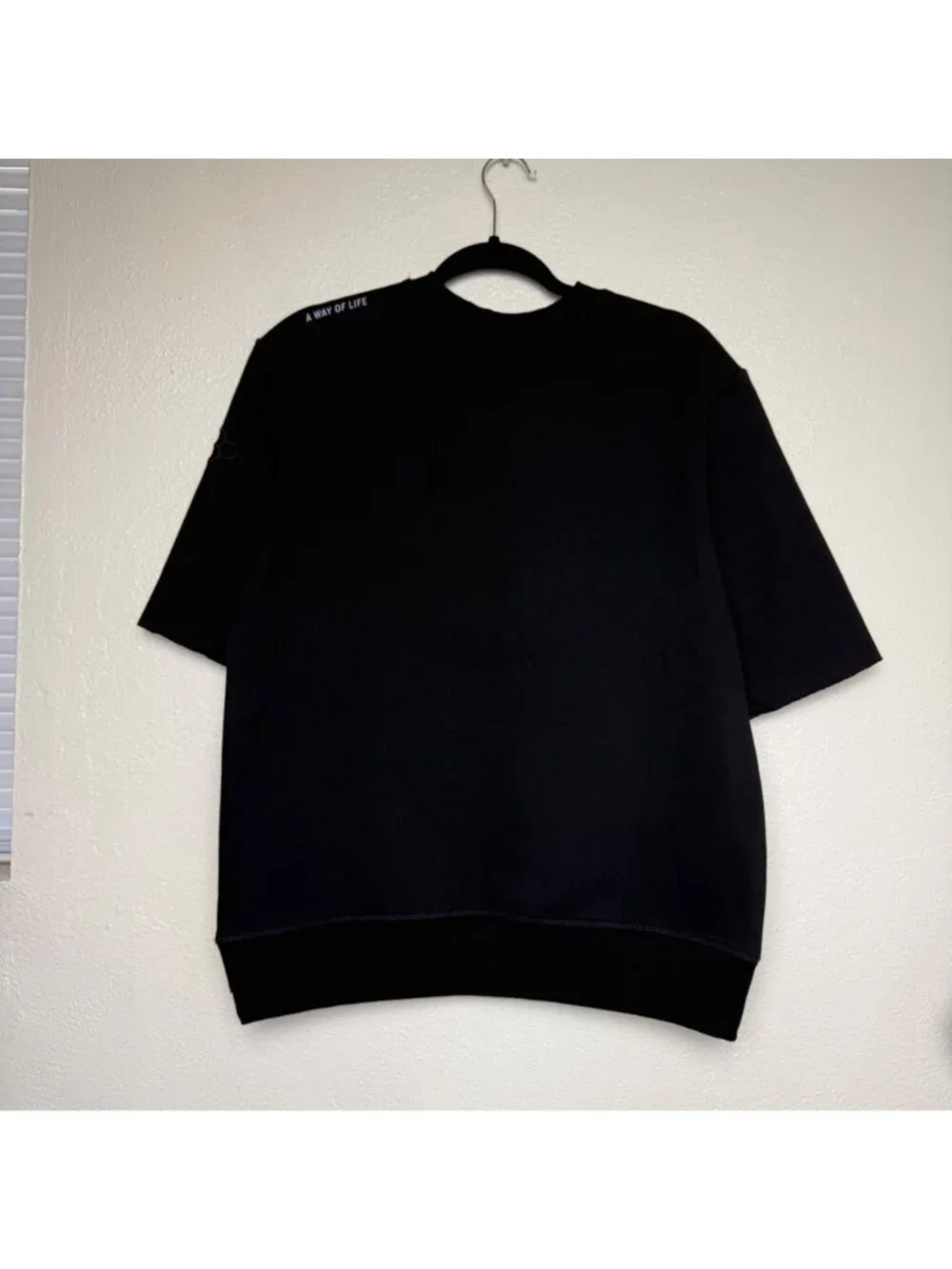 NWT Rudis 'Champ' Cutoff Crew Neck Short Sleeve Sweatshirt In Black Sz SM